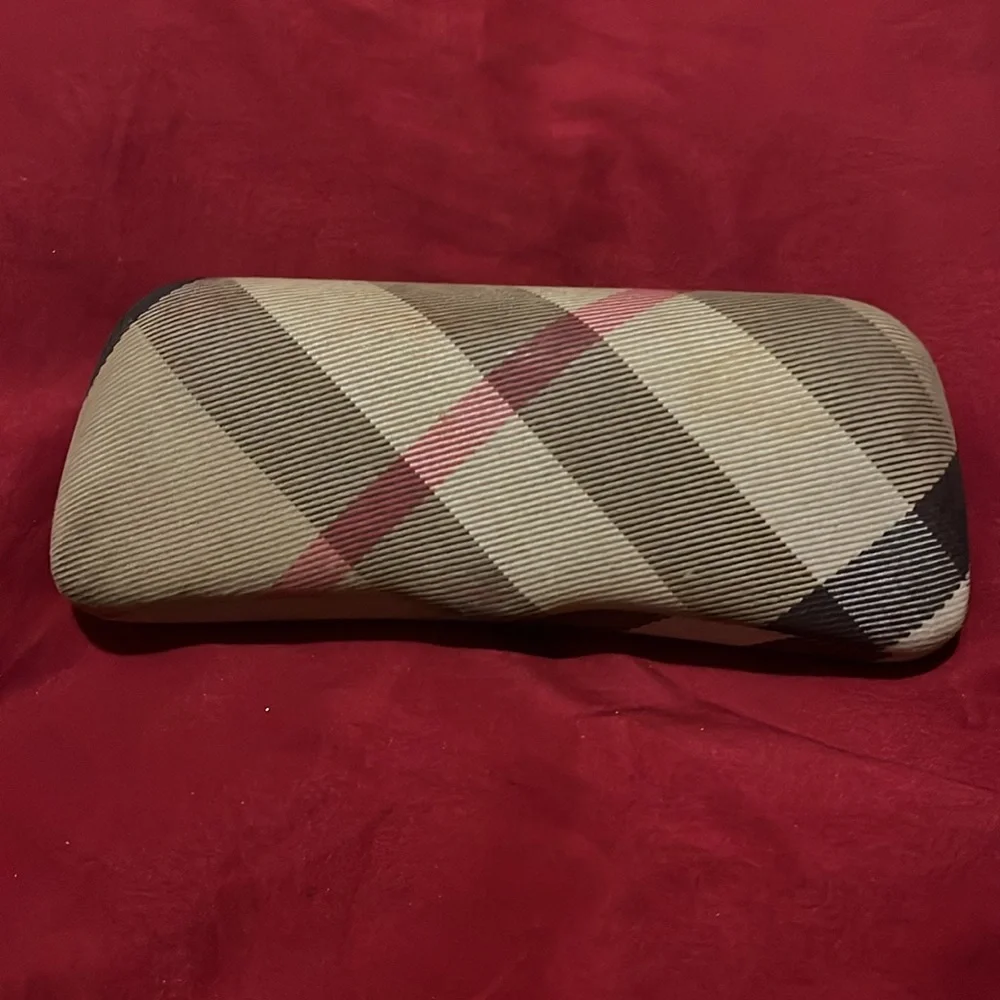 Burberry Beige and Red Plaid Glasses Case